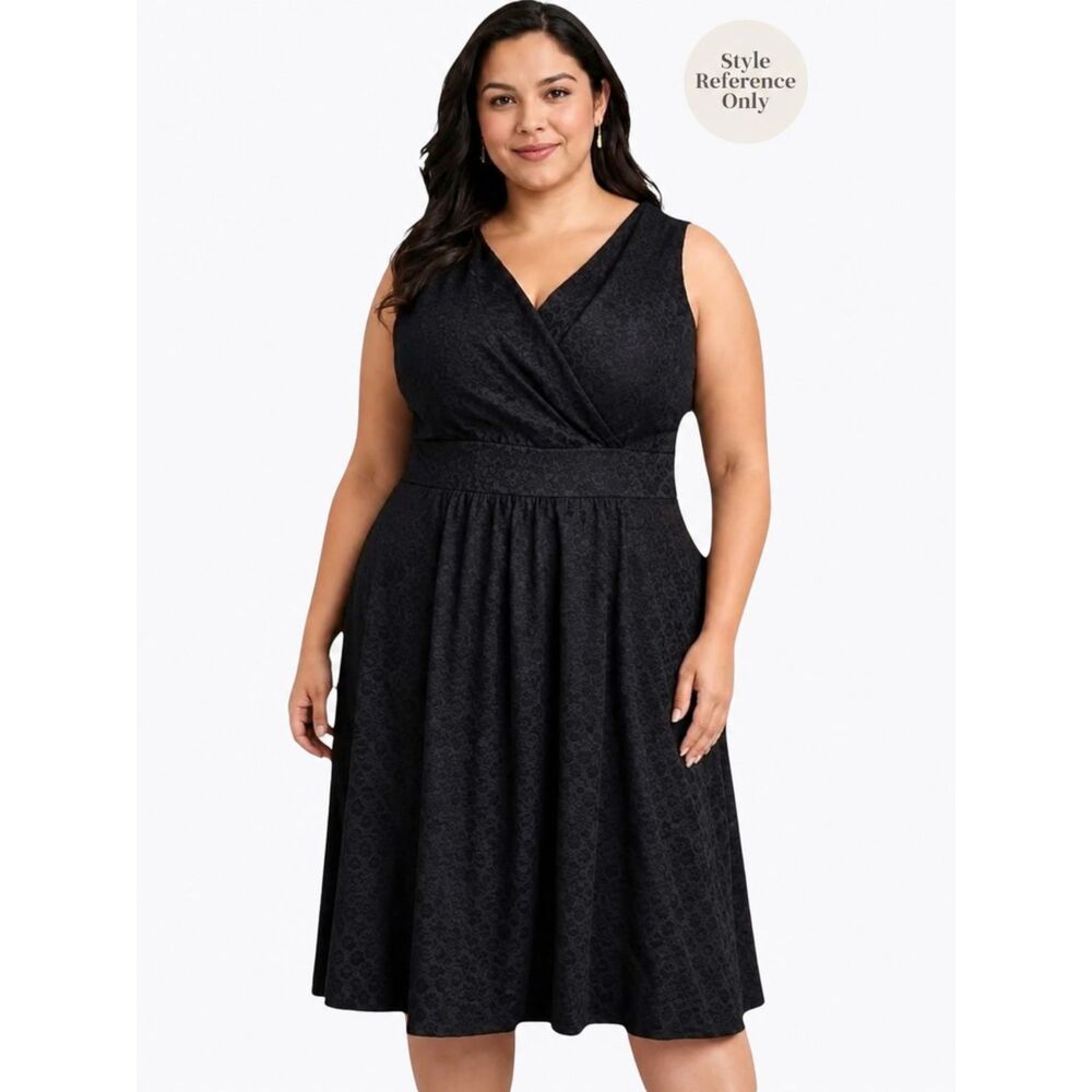 Talbots Black Floral Jacquard Fit & Flare Dress Wedding Guest Plus 18